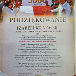 PODZIĘKOWANIE DLA DYREKCJI SP W JELENIU